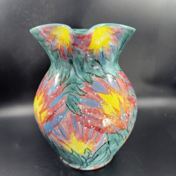 Vietri Italian RedWare Pottery Pitcher Carafe Jug Hand Painted Large Italy VTG - Picture 16 of 16